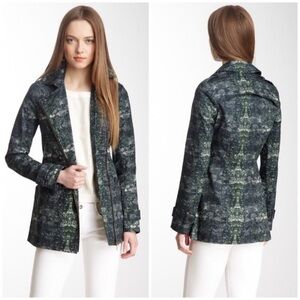 Gryphon New York Zipper Trench Coat Cotton Twill Women’s Green Navy Size Small